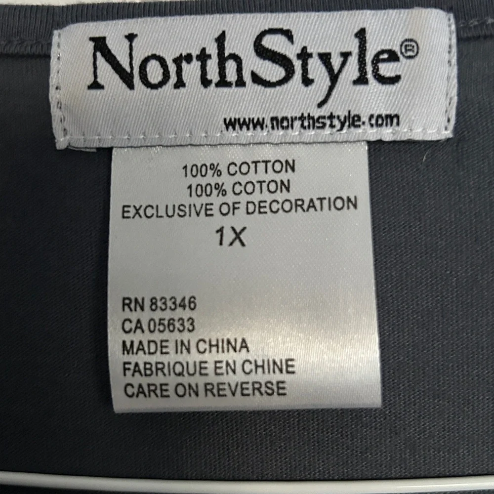 NorthStyle Gray Long Sleeve Knit Studded T Shirt Christmas Tree Holiday Top 1X - Picture 5 of 6